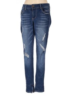 1822 Denim Dark Wash Distressed Split Zipper Ankle Boyfriend Jeans Size 27